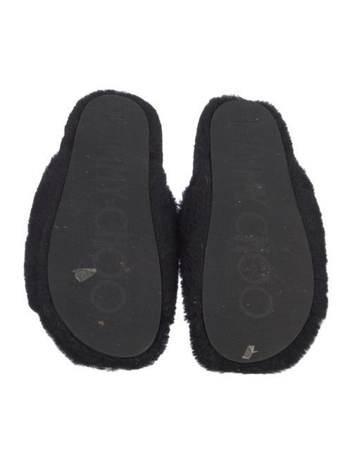 Jimmy Choo Faux Pearl Accents Shearling Slides