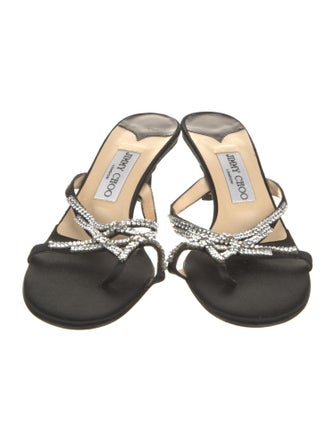 Jimmy Choo Satin Crystal Embellishments Slides