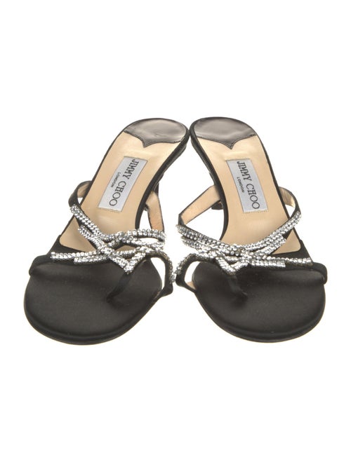 Jimmy Choo Satin Crystal Embellishments Slides