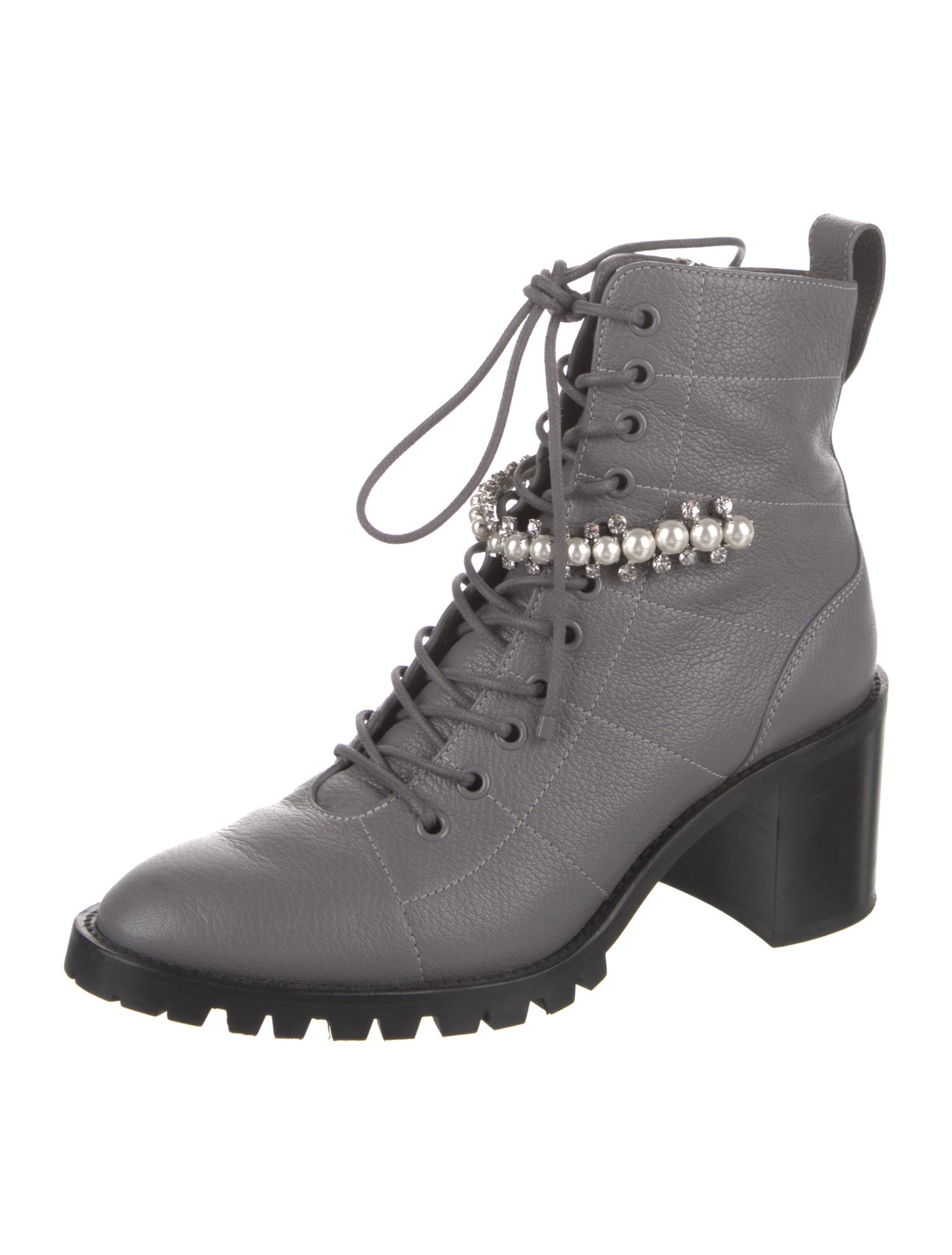 Jimmy Choo Leather Colorblock Pattern Combat Boots