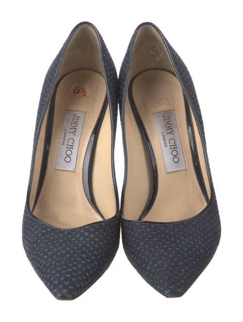 Jimmy Choo Canvas Leather Trim Embellishment Pumps