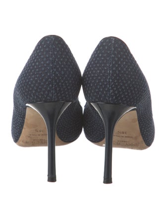 Jimmy Choo Canvas Leather Trim Embellishment Pumps
