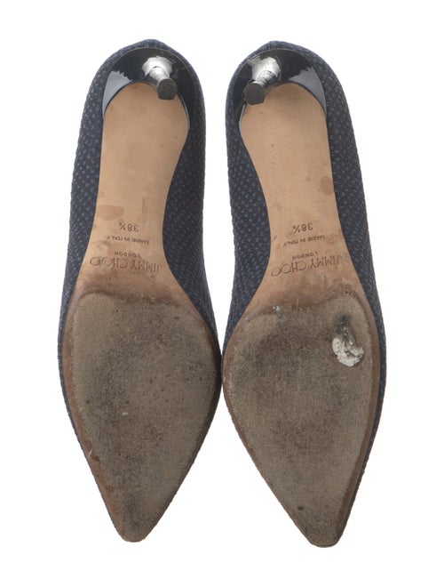 Jimmy Choo Canvas Leather Trim Embellishment Pumps