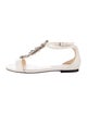 Jimmy Choo Leather Crystal Embellishments T-Strap Sandals