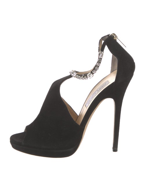 Jimmy Choo Suede Crystal Embellishments T-Strap Pumps