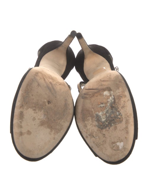 Jimmy Choo Suede Crystal Embellishments T-Strap Pumps