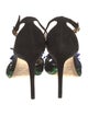 Jimmy Choo Suede Feather Trim Sandals