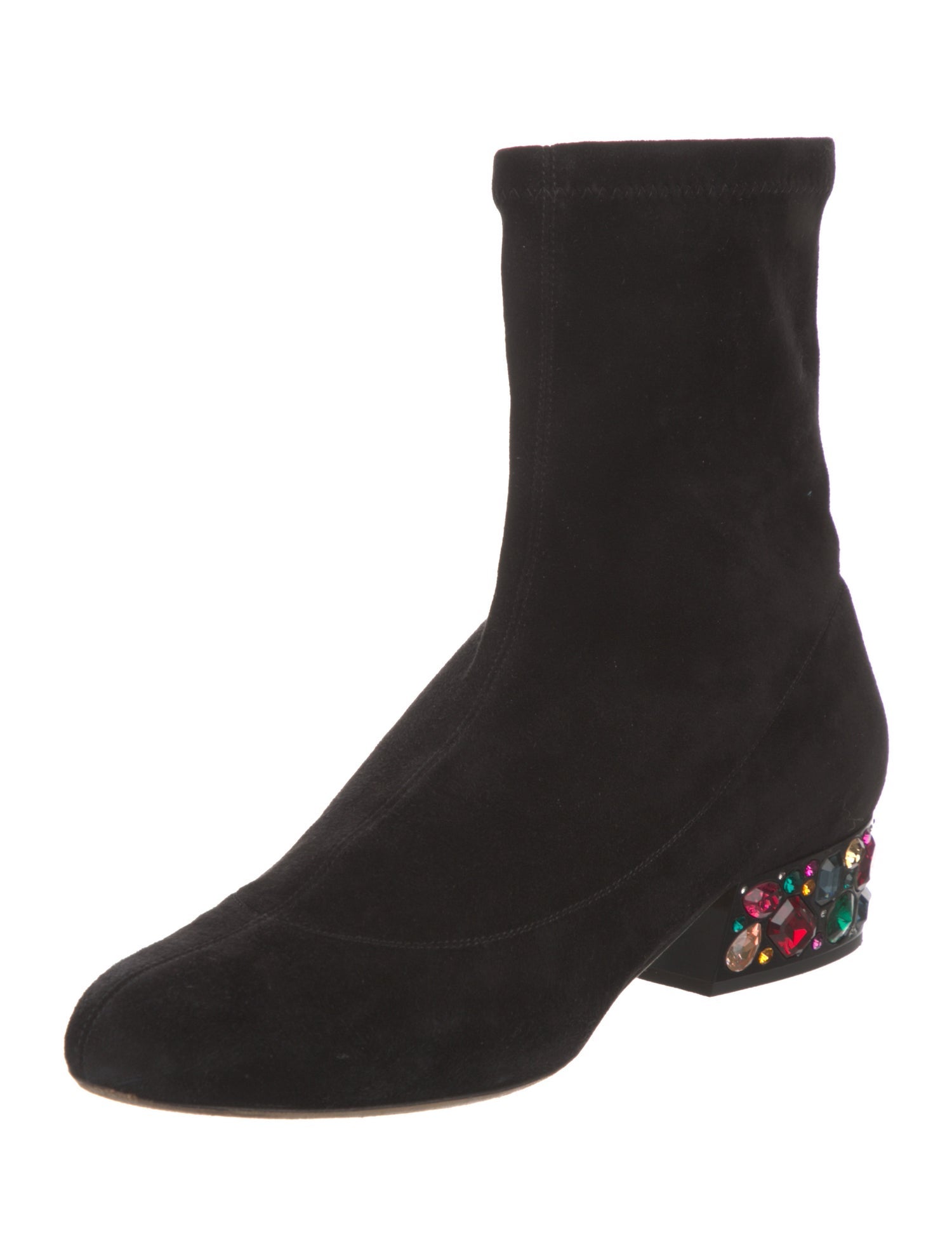 Jimmy Choo Suede Crystal Embellishments Sock Boots