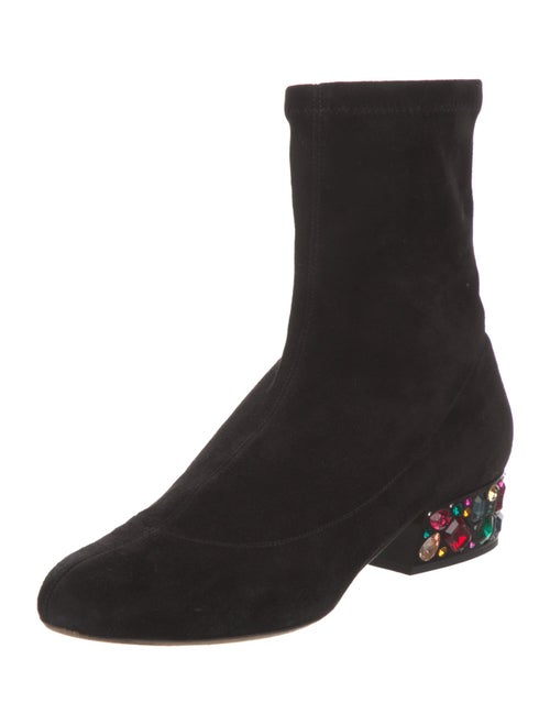 Jimmy Choo Suede Crystal Embellishments Sock Boots