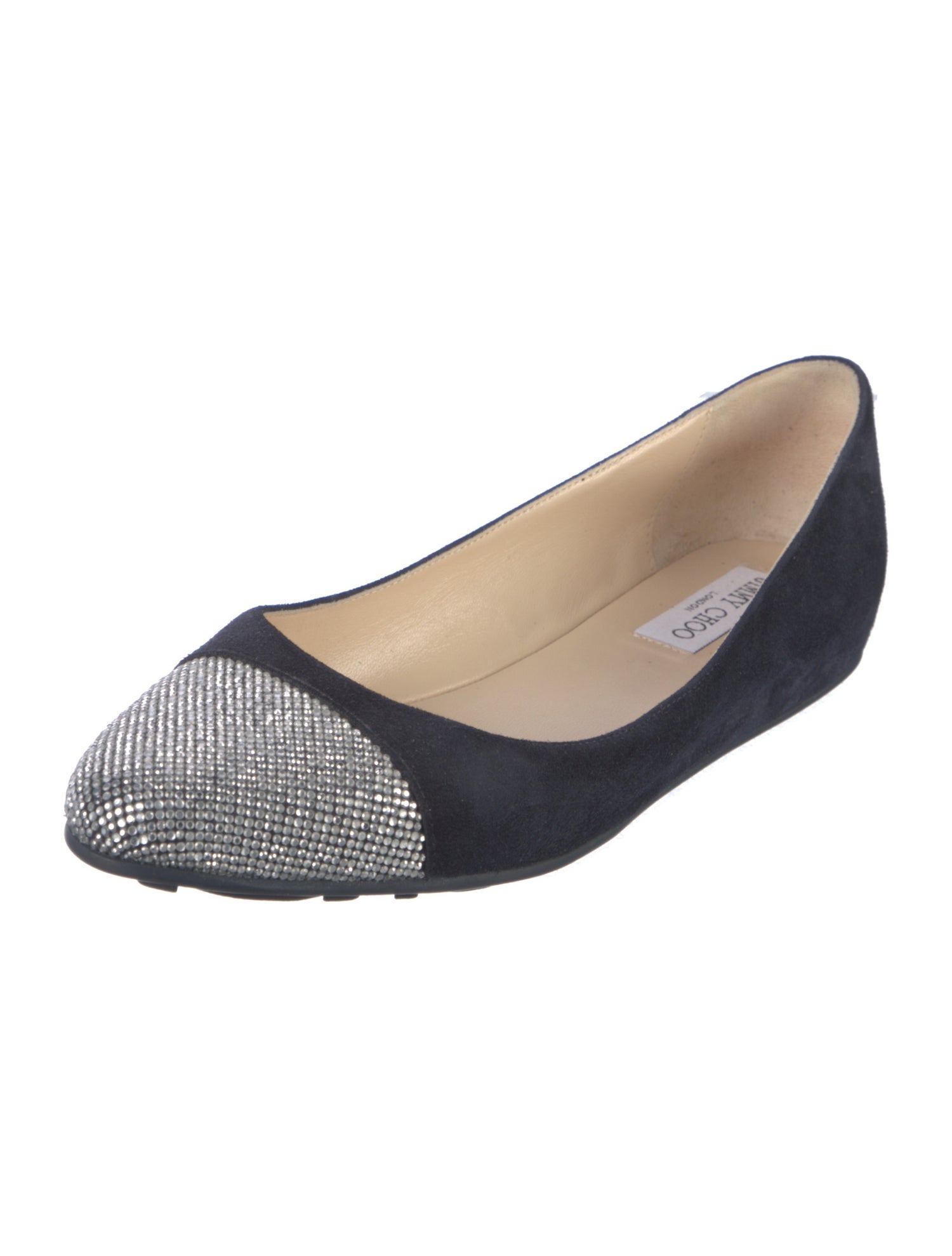 Jimmy Choo Suede Crystal Embellishments Flats