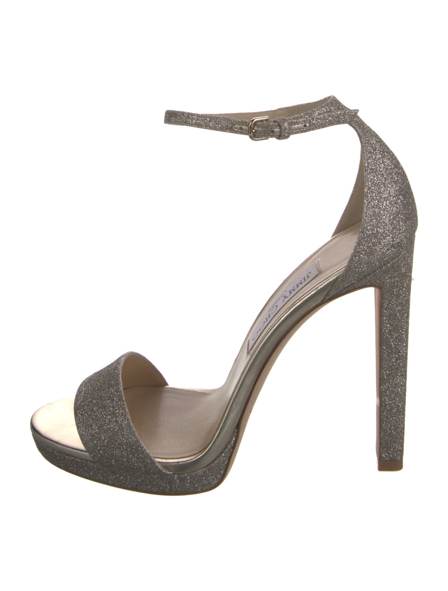 Jimmy Choo Leather Glitter Accents Sandals