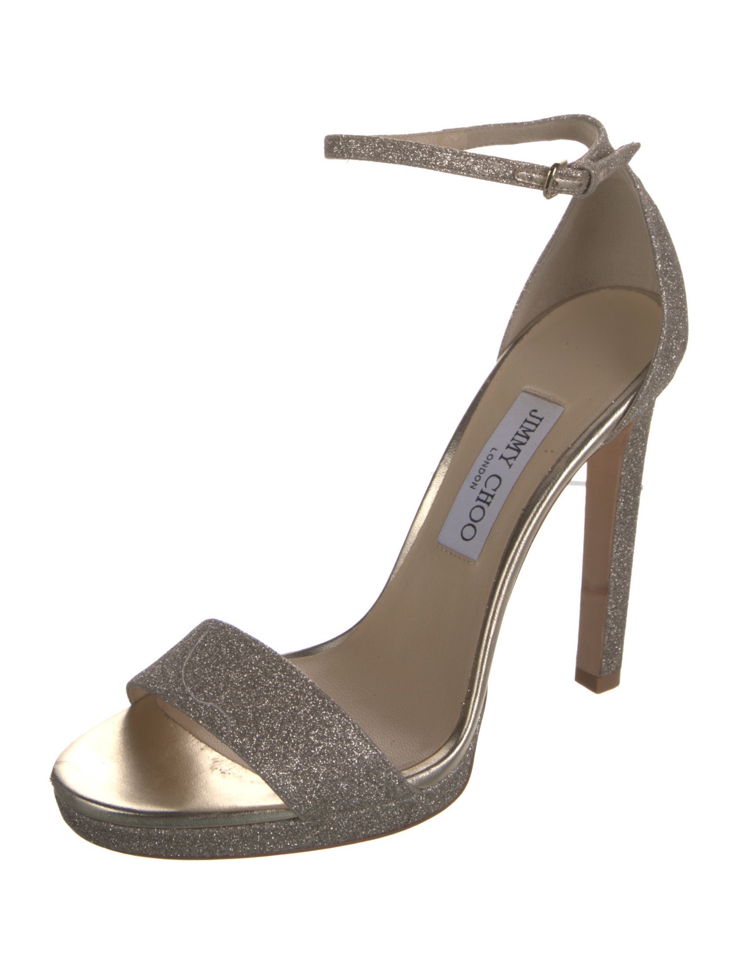 Jimmy Choo Leather Glitter Accents Sandals