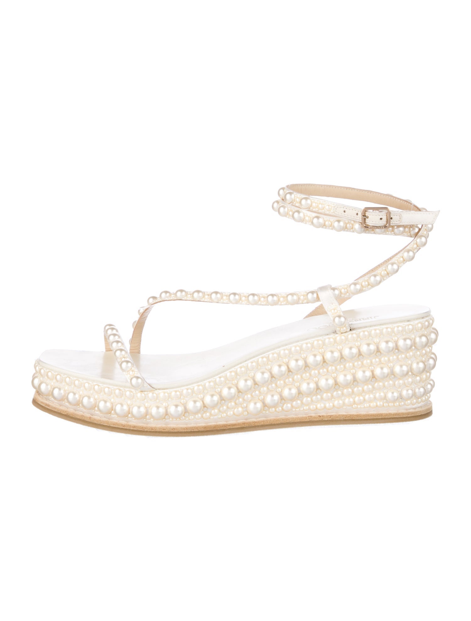 Jimmy Choo Leather Beaded Accents Espadrilles
