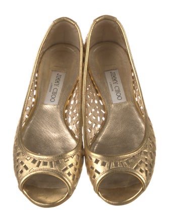 Jimmy Choo Leather Lasercut Accents Ballet Flats