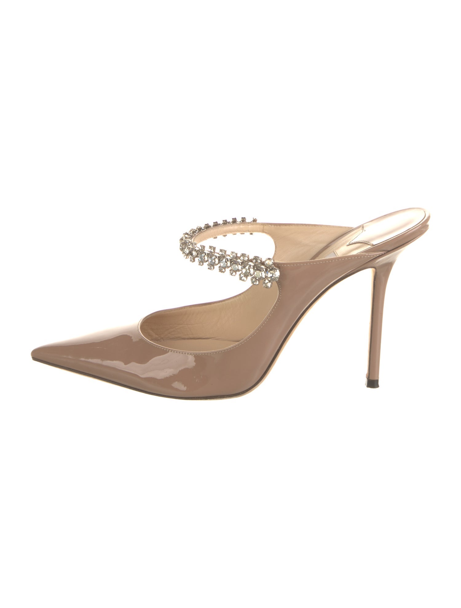 Jimmy Choo Patent Leather Crystal Embellishments Mules