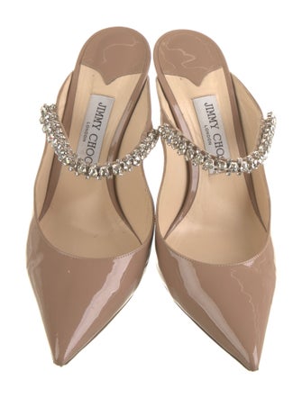 Jimmy Choo Patent Leather Crystal Embellishments Mules