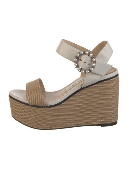 Jimmy Choo Faux Pearl Accents Leather Espadrilles