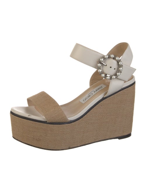 Jimmy Choo Faux Pearl Accents Leather Espadrilles