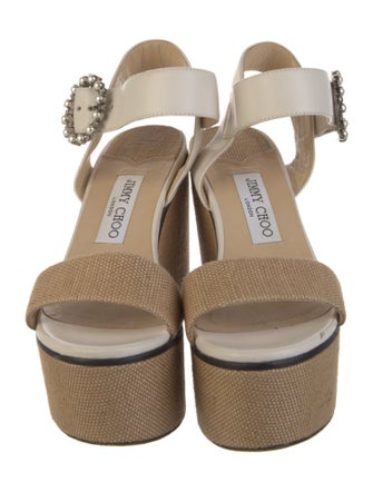 Jimmy Choo Faux Pearl Accents Leather Espadrilles