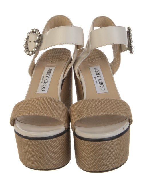 Jimmy Choo Faux Pearl Accents Leather Espadrilles