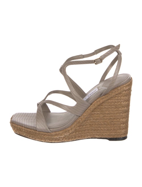 Jimmy Choo Lizard Leather Trim Embellishment Espadrilles