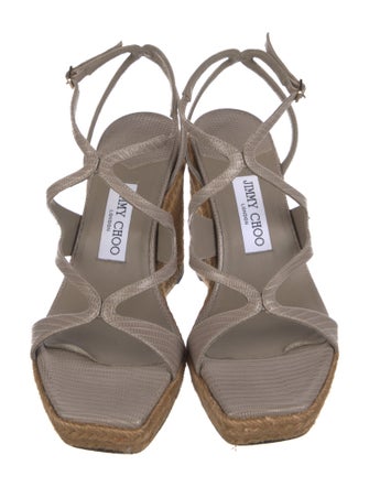 Jimmy Choo Lizard Leather Trim Embellishment Espadrilles