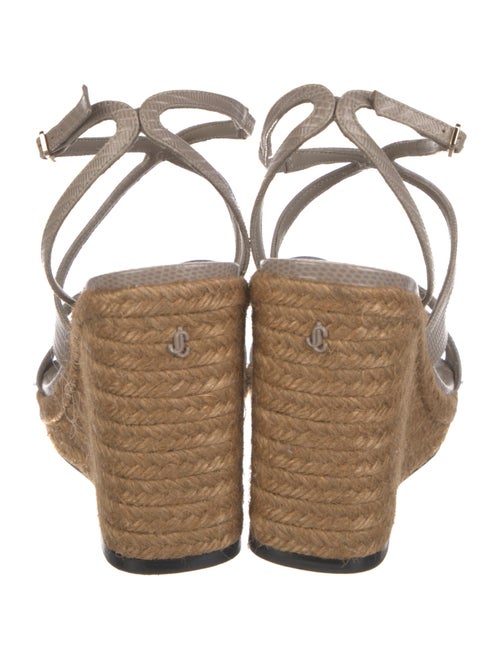 Jimmy Choo Lizard Leather Trim Embellishment Espadrilles