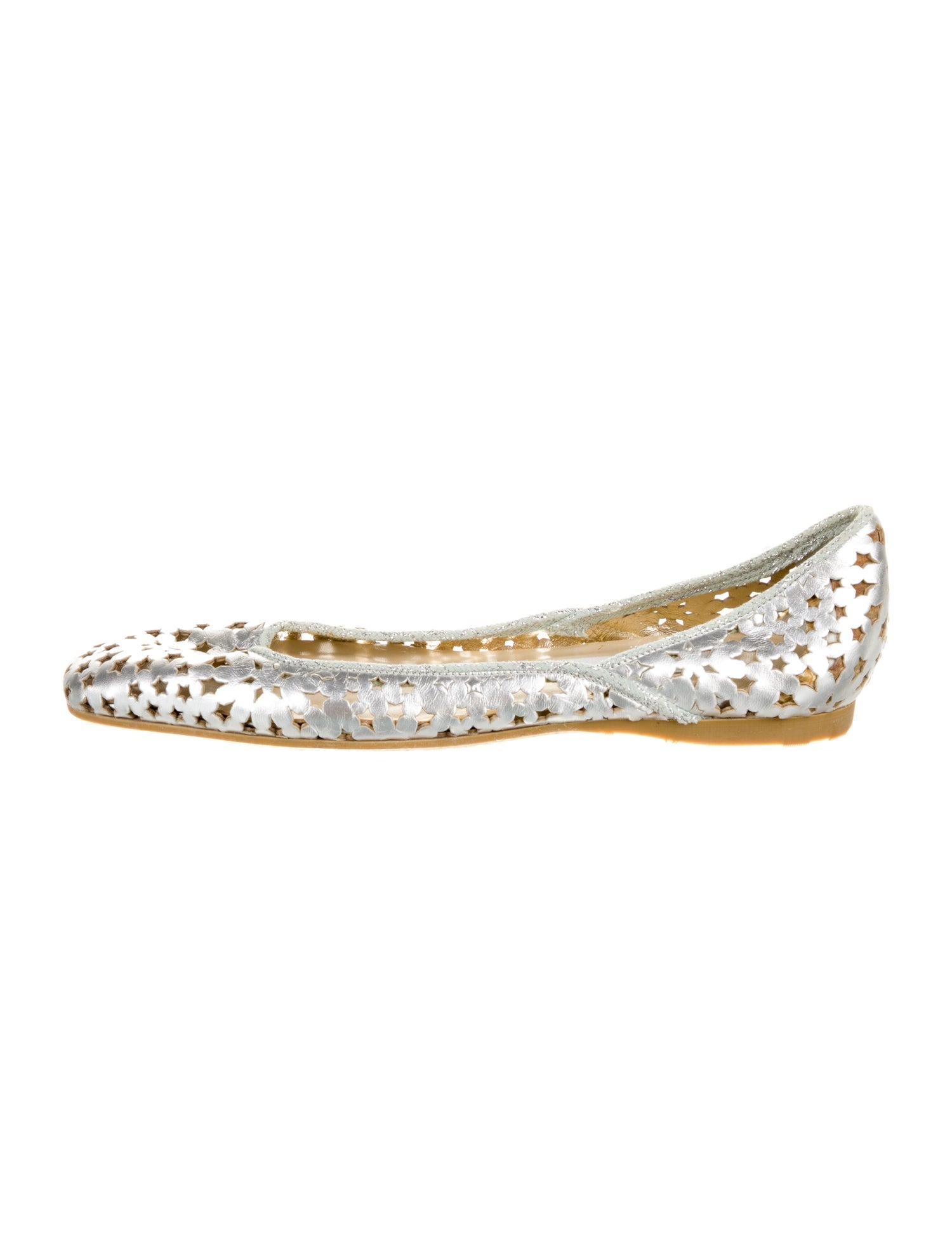 Jimmy Choo Leather Lasercut Accents Ballet Flats