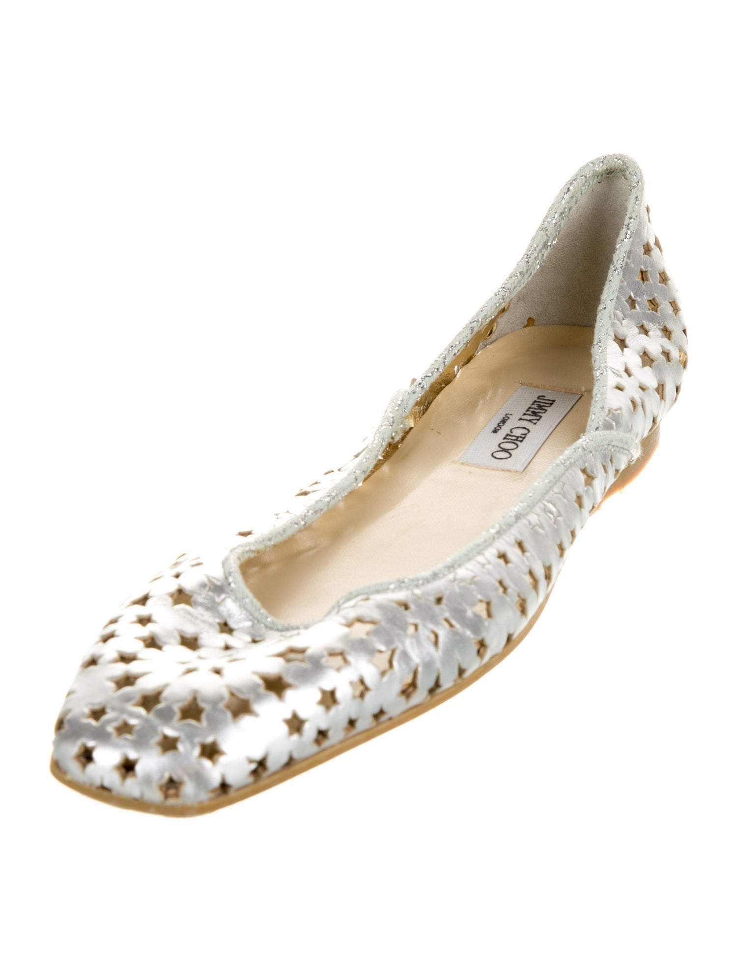 Jimmy Choo Leather Lasercut Accents Ballet Flats