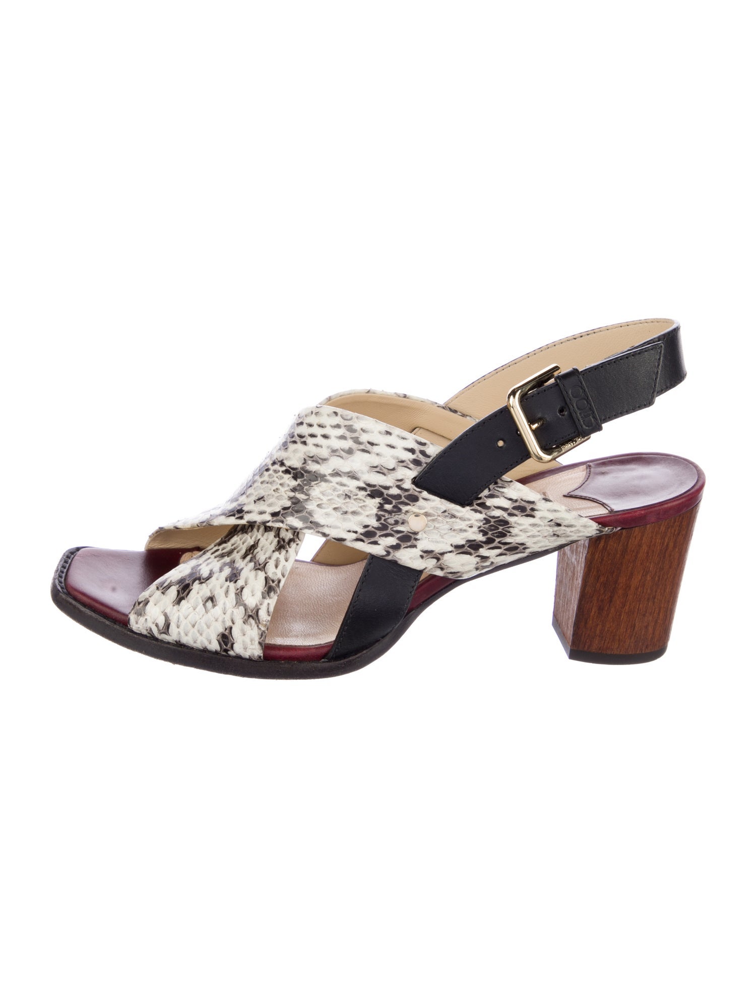 Jimmy Choo Leather Animal Print Slingback Sandals