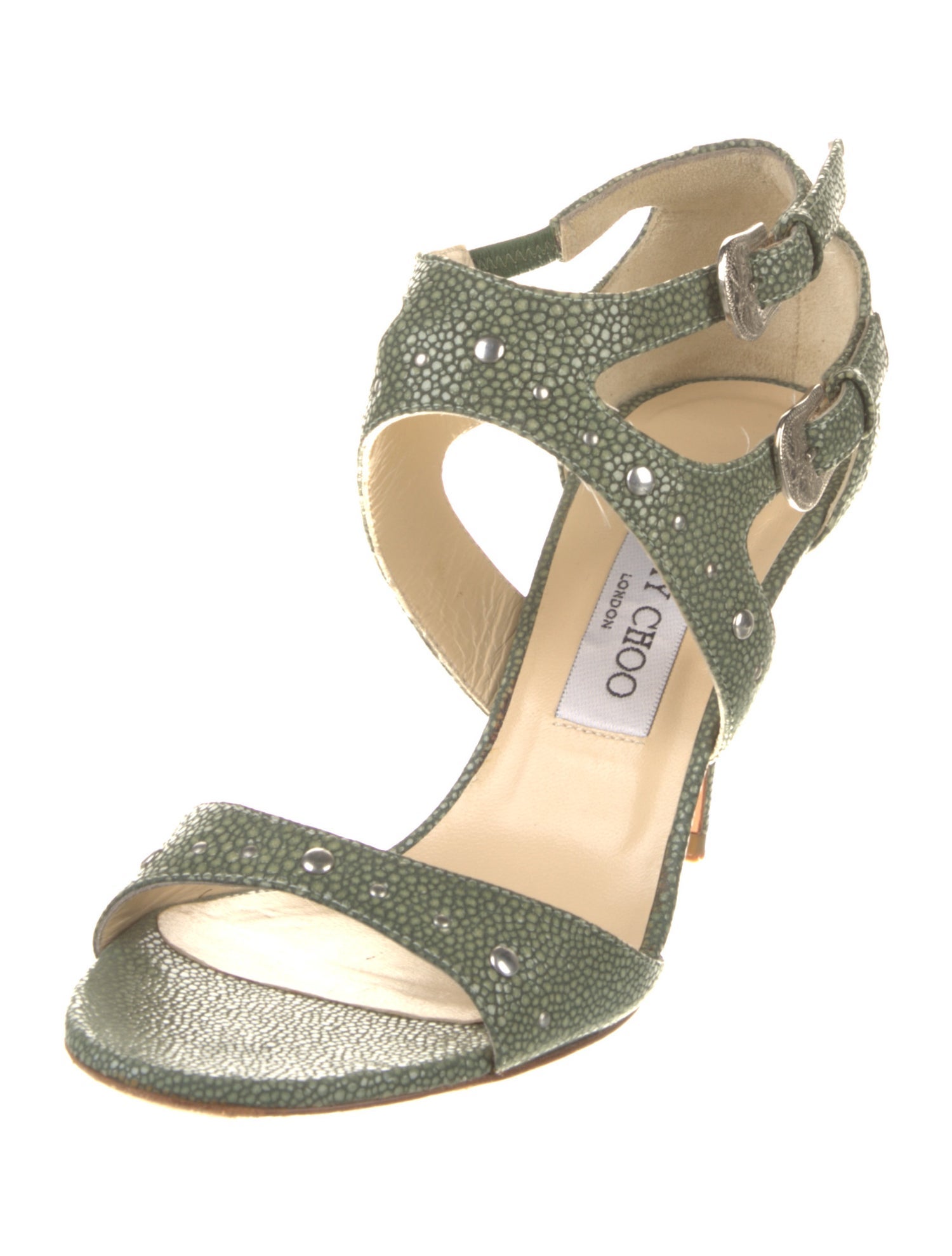Jimmy Choo Embossed Leather Animal Print Sandals