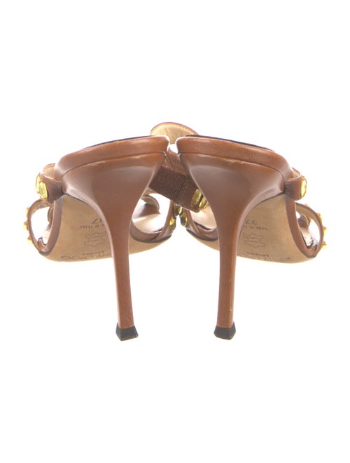 Jimmy Choo Leather Crystal Embellishments Slides