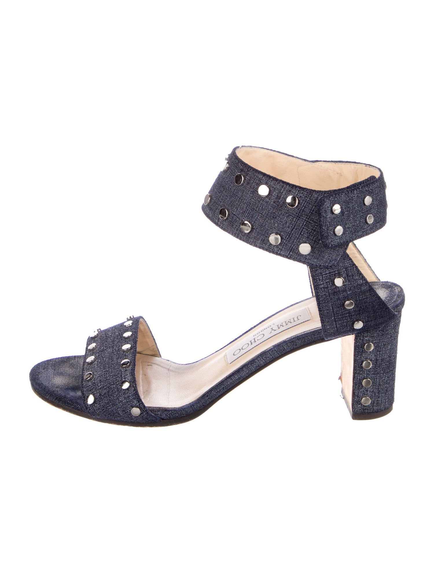 Jimmy Choo Denim Studded Accents Sandals