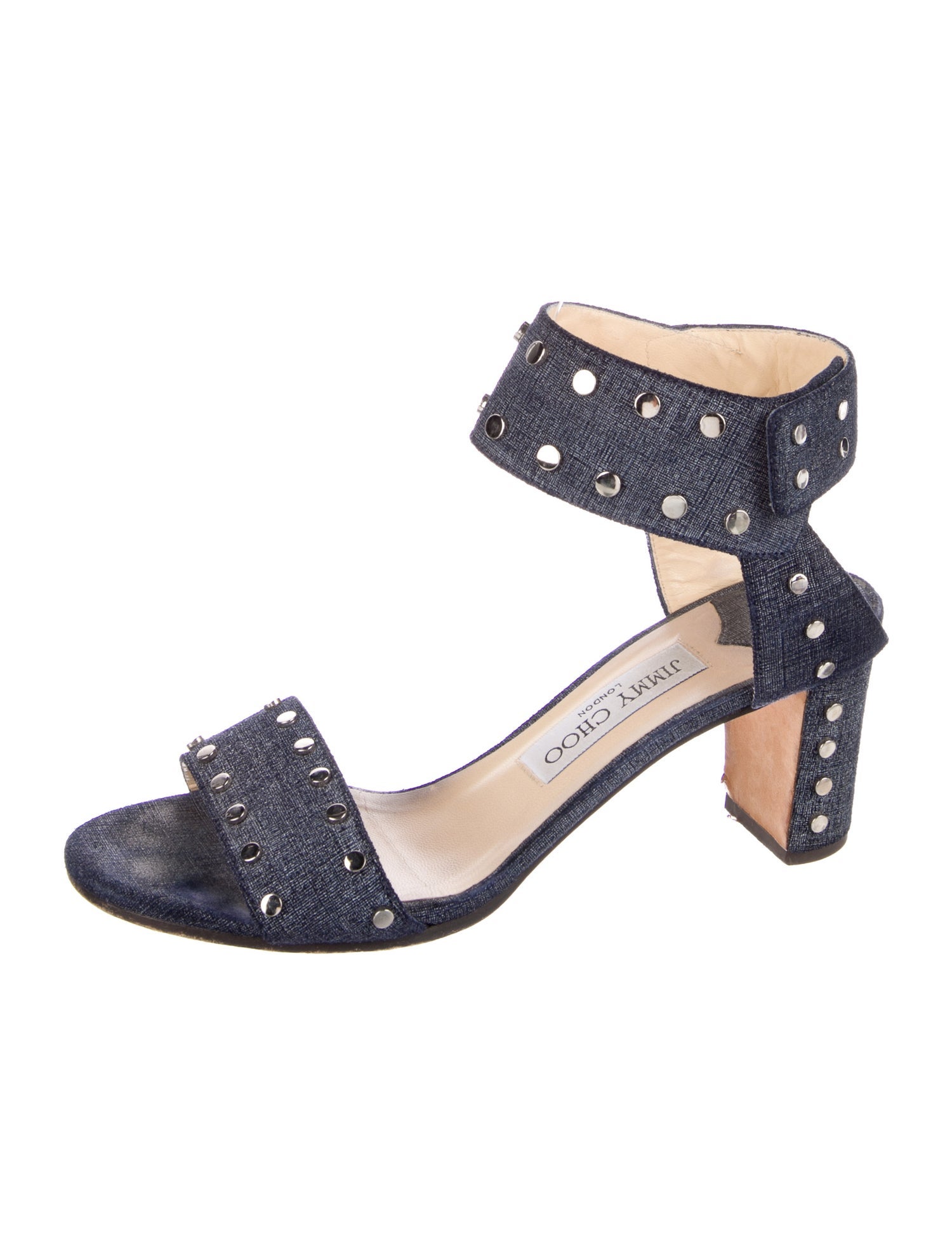 Jimmy Choo Denim Studded Accents Sandals