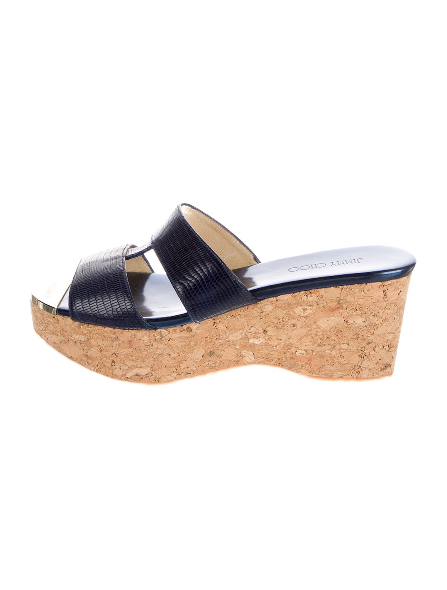 Jimmy Choo Embossed Leather Printed Slides
