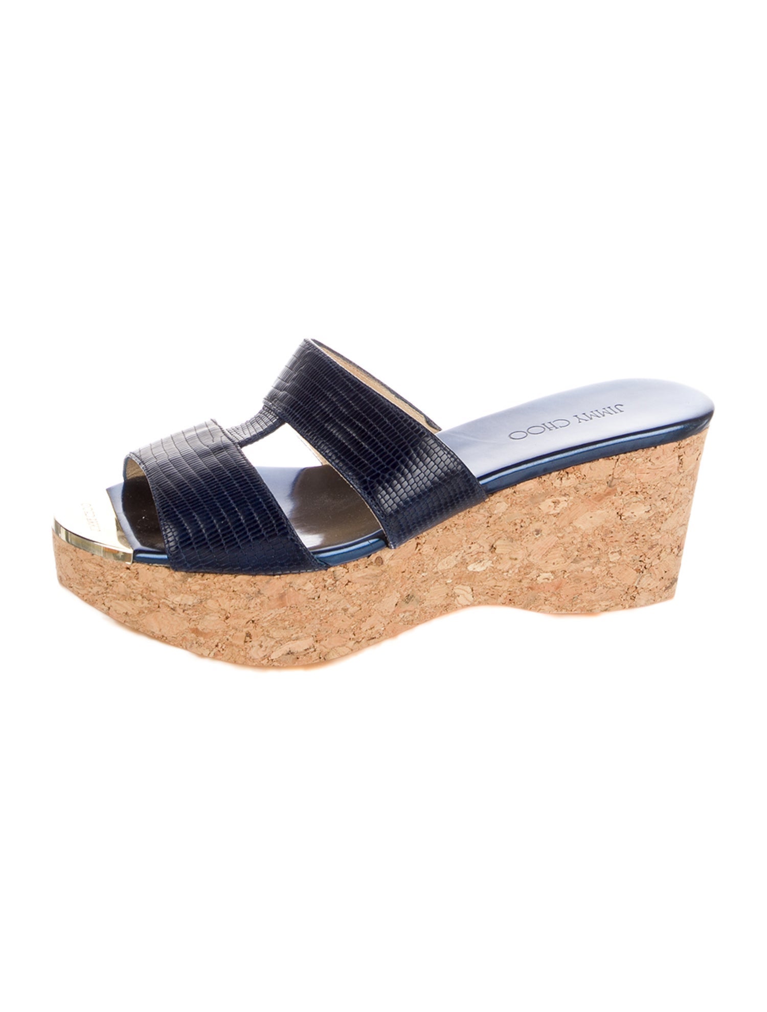 Jimmy Choo Embossed Leather Printed Slides