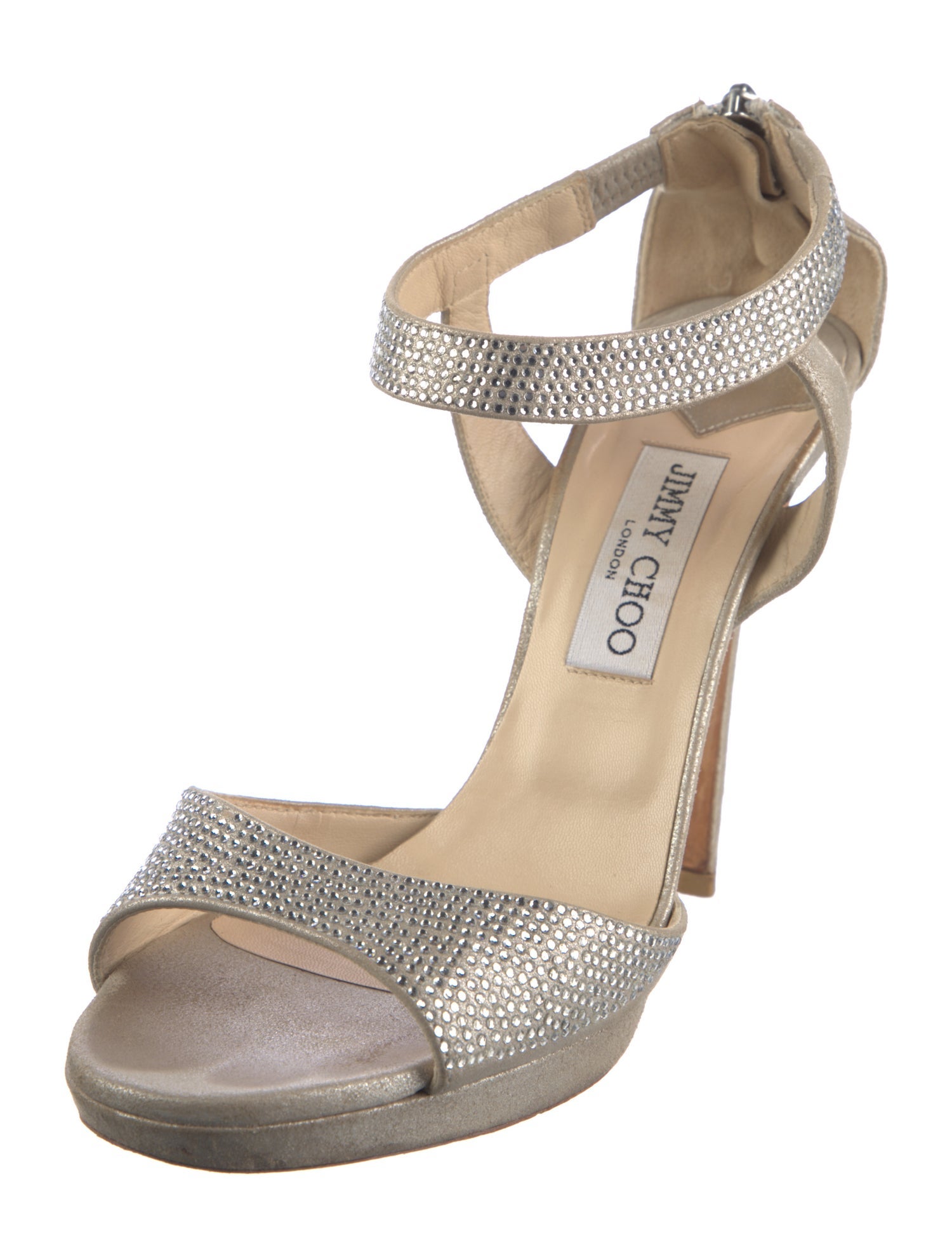 Jimmy Choo Leather Crystal Embellishments Sandals