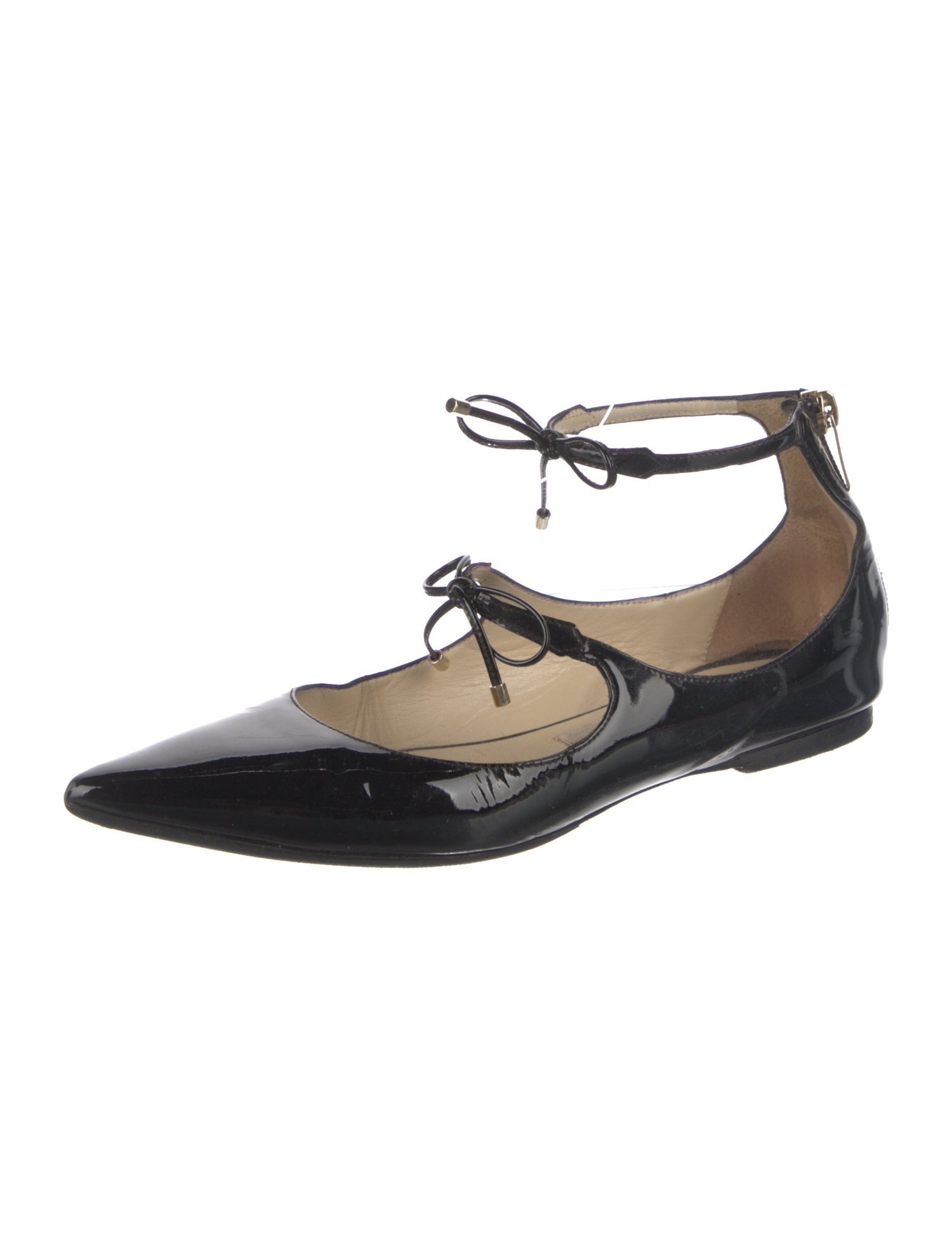 Jimmy Choo Patent Leather Bow Accents Mary Jane Flats