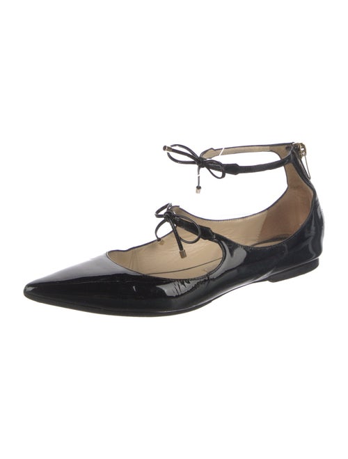 Jimmy Choo Patent Leather Bow Accents Mary Jane Flats