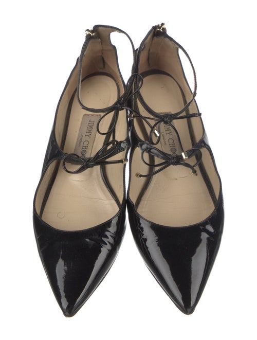 Jimmy Choo Patent Leather Bow Accents Mary Jane Flats
