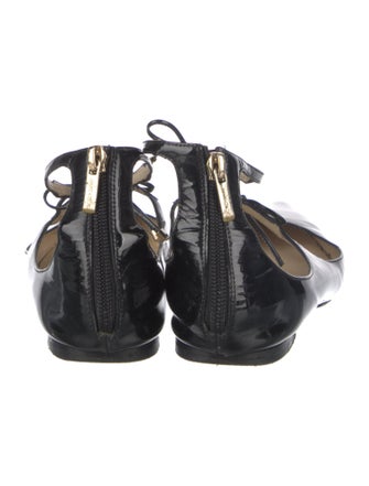 Jimmy Choo Patent Leather Bow Accents Mary Jane Flats