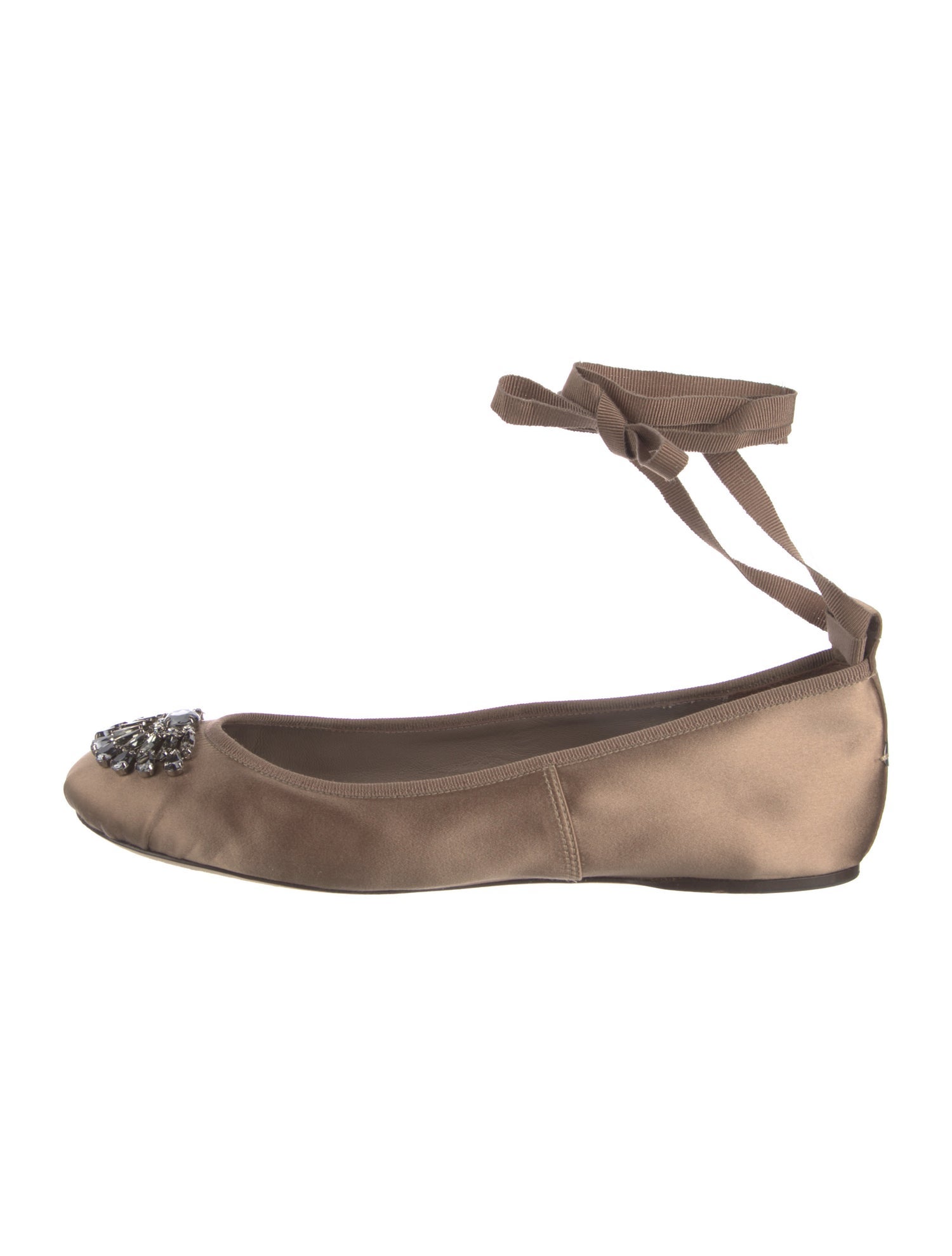 Jimmy Choo Satin Crystal Embellishments Ballet Flats