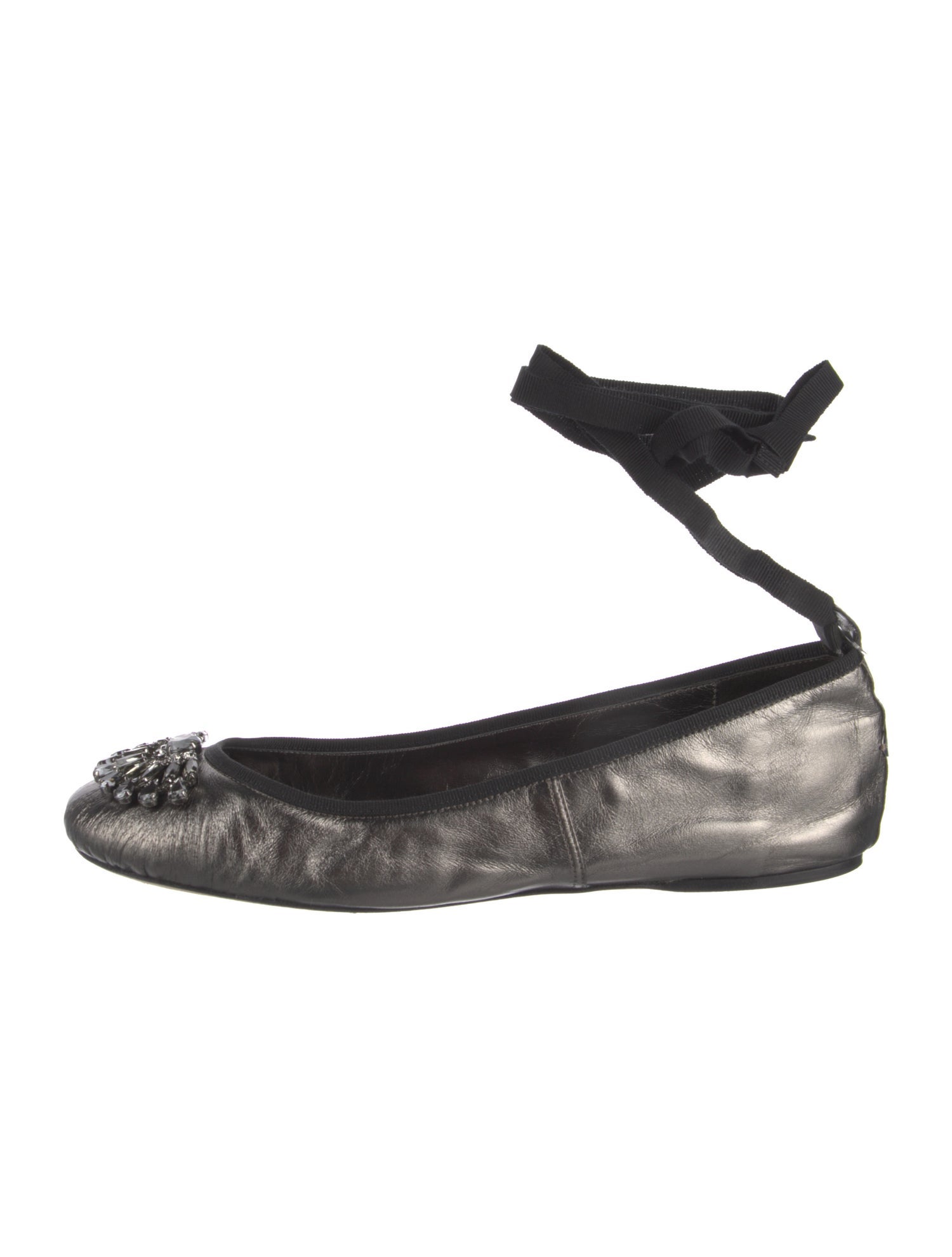 Jimmy Choo Leather Crystal Embellishments Ballet Flats