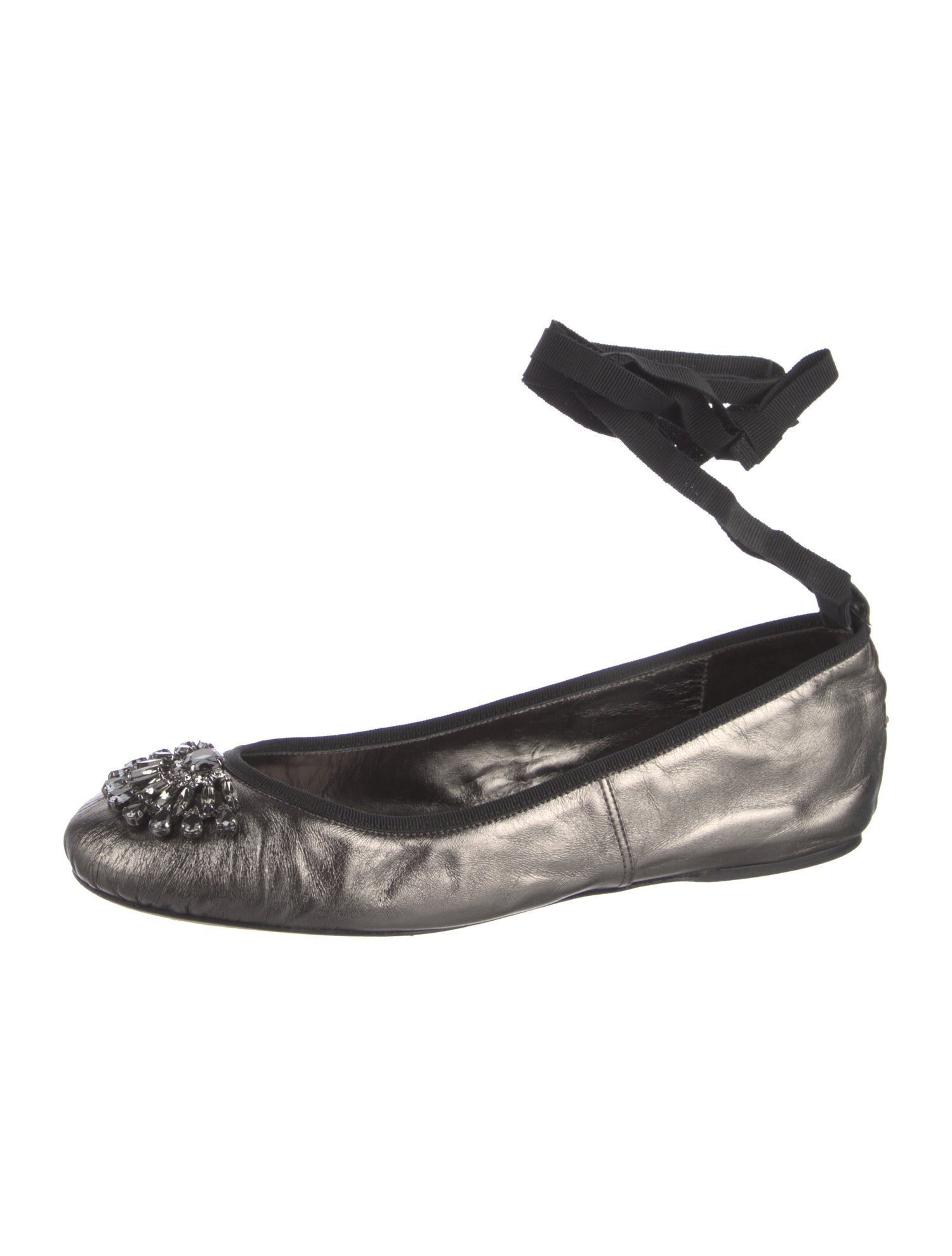 Jimmy Choo Leather Crystal Embellishments Ballet Flats
