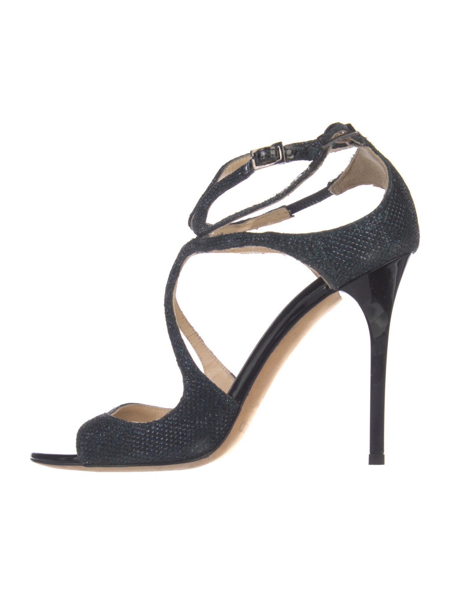 Jimmy Choo Leather Glitter Accents Sandals