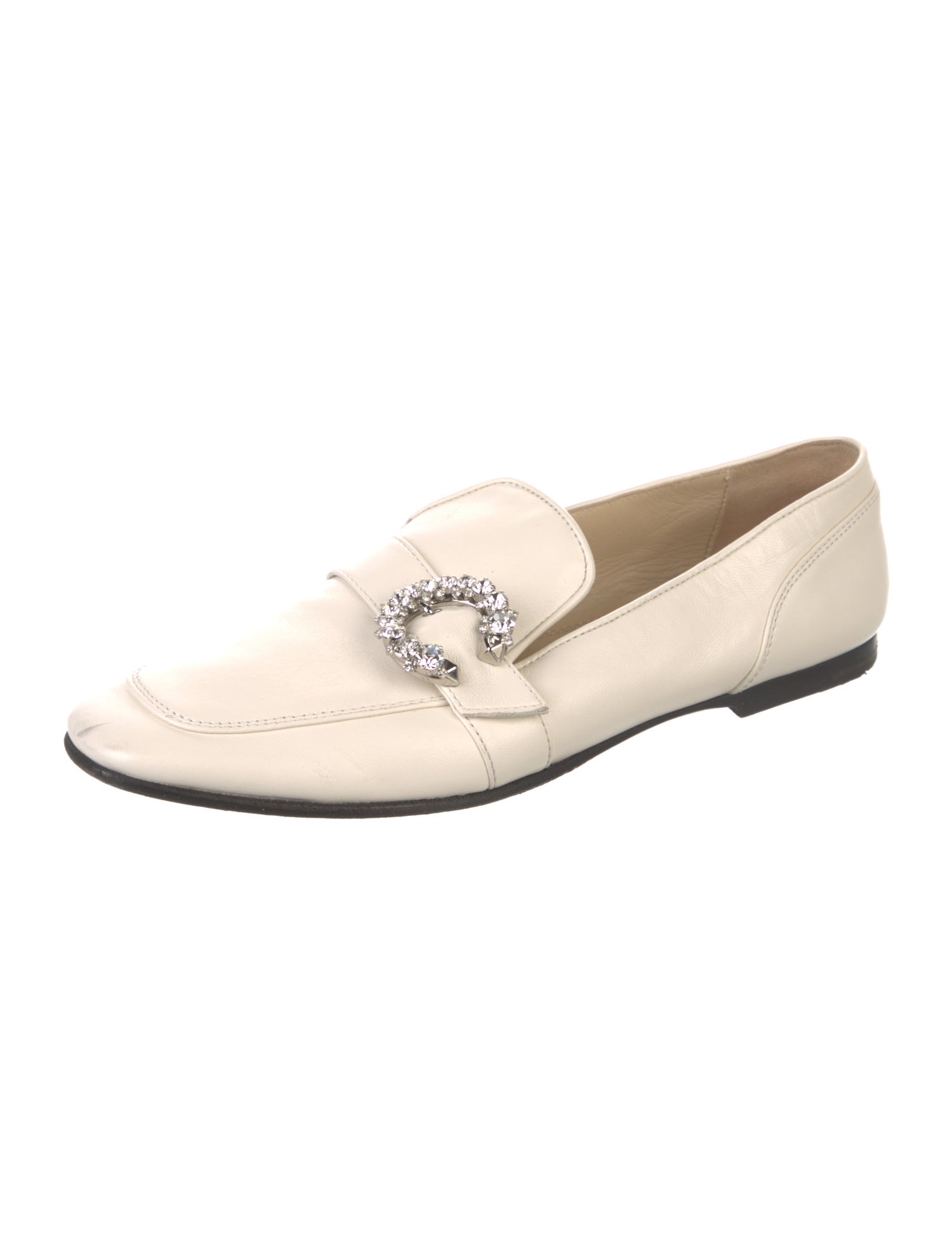 Jimmy Choo Leather Crystal Embellishments Loafers