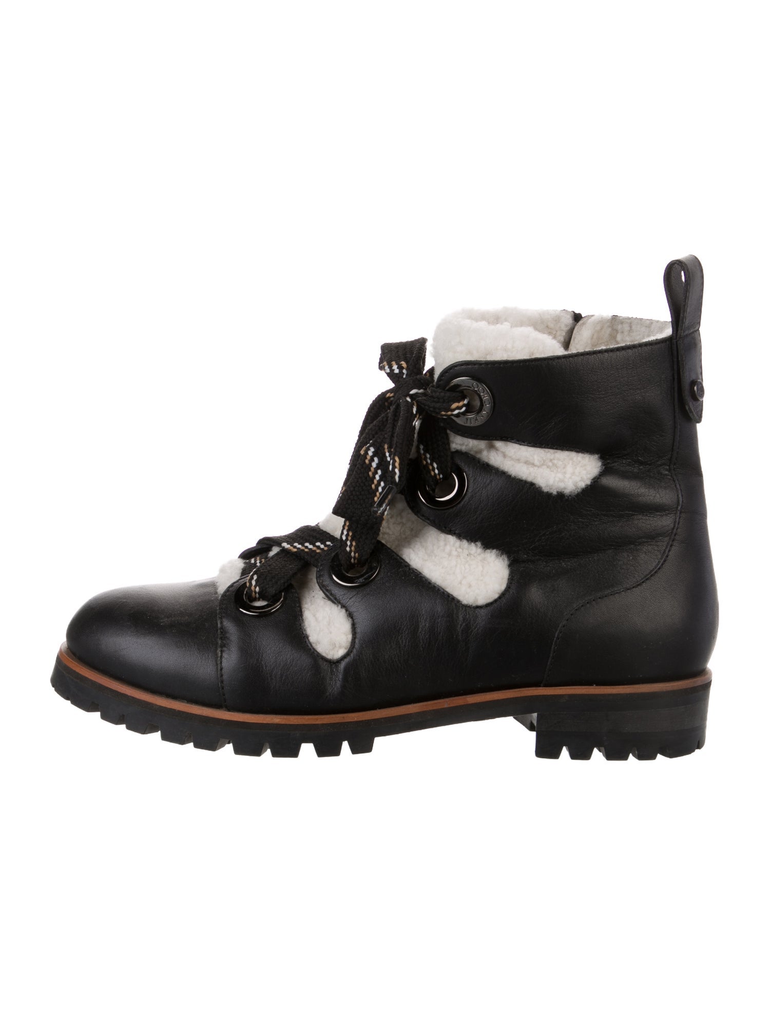 Jimmy Choo Leather Colorblock Pattern Combat Boots