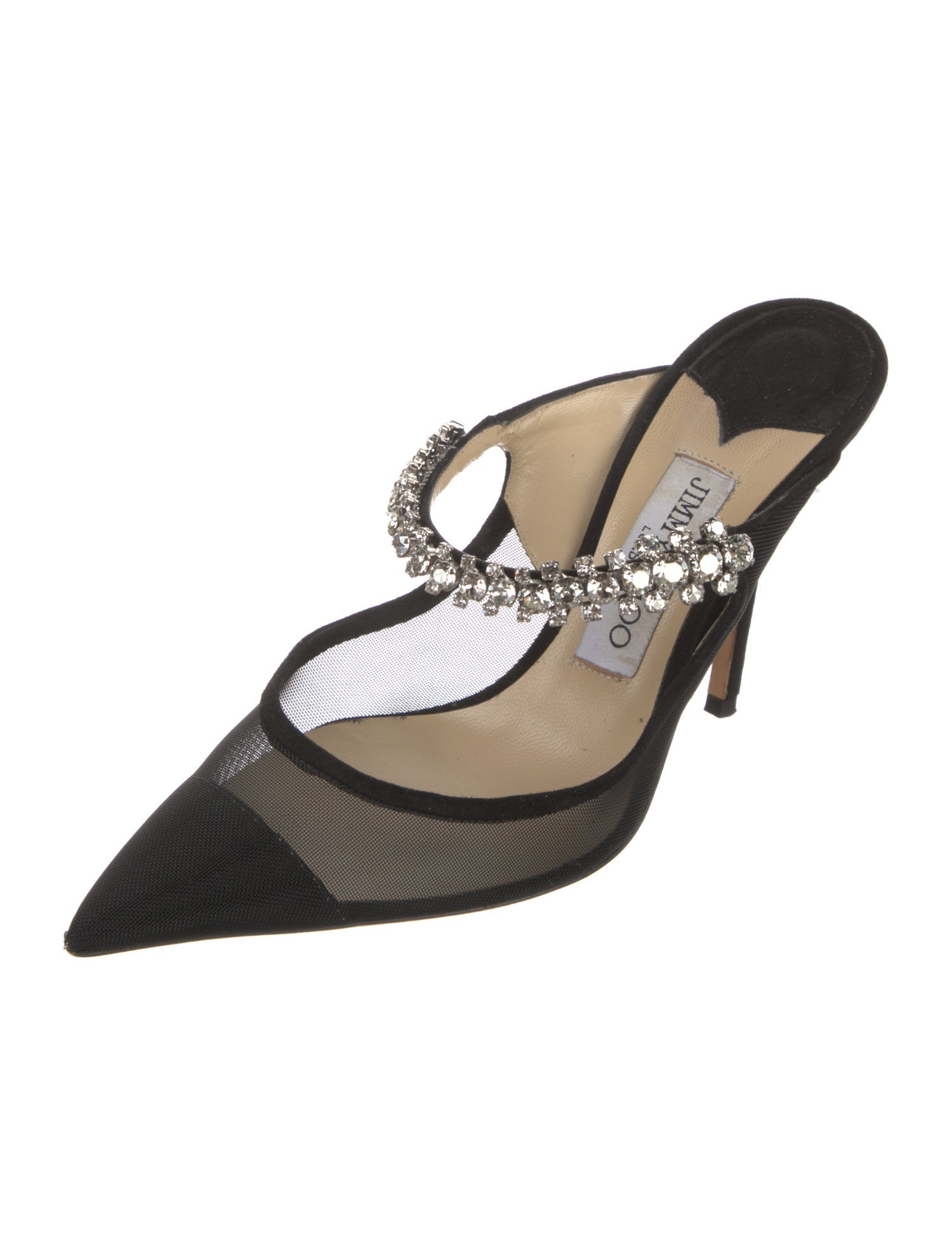 Jimmy Choo Mesh Crystal Embellishments Mules