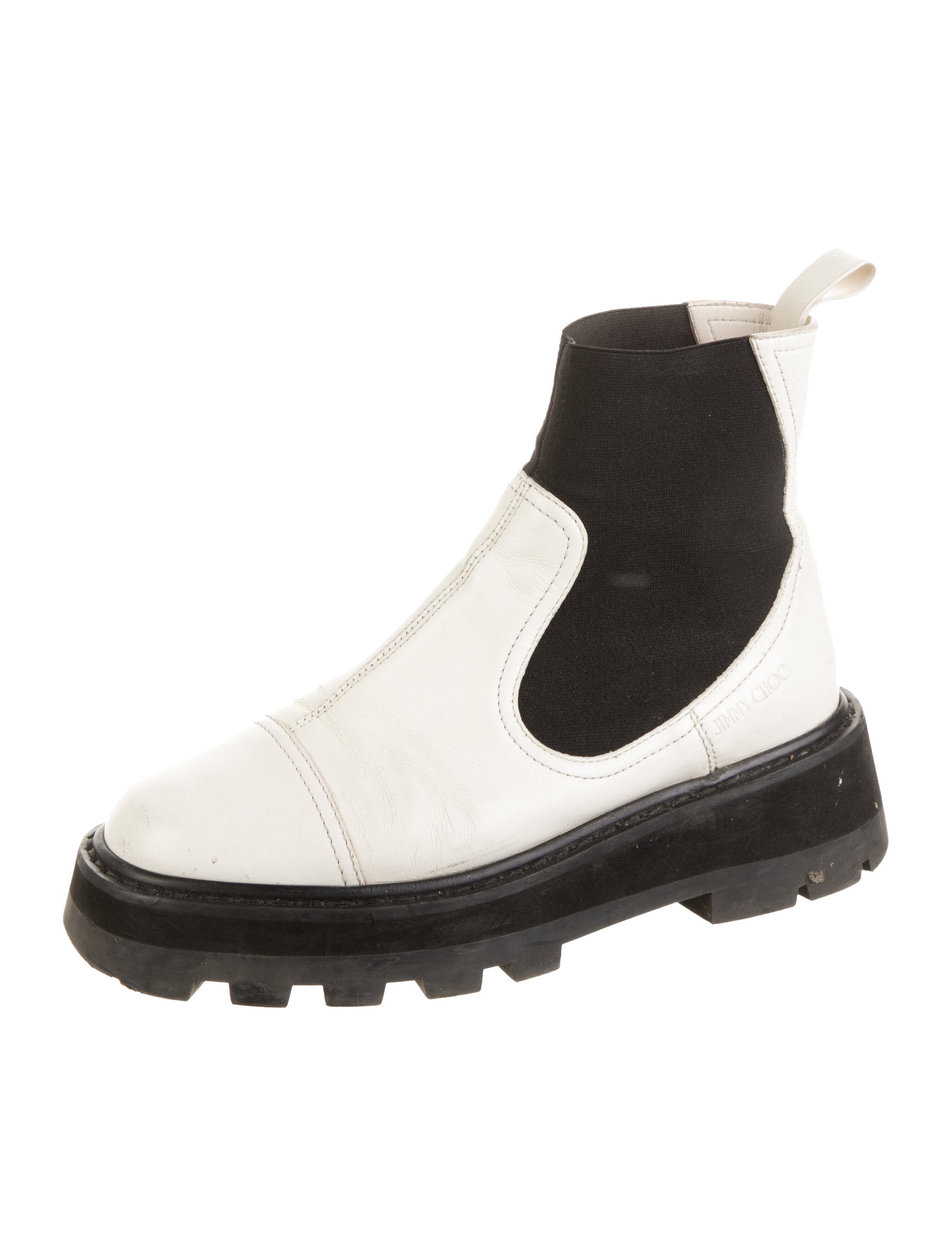 Jimmy Choo Leather Colorblock Pattern Combat Boots