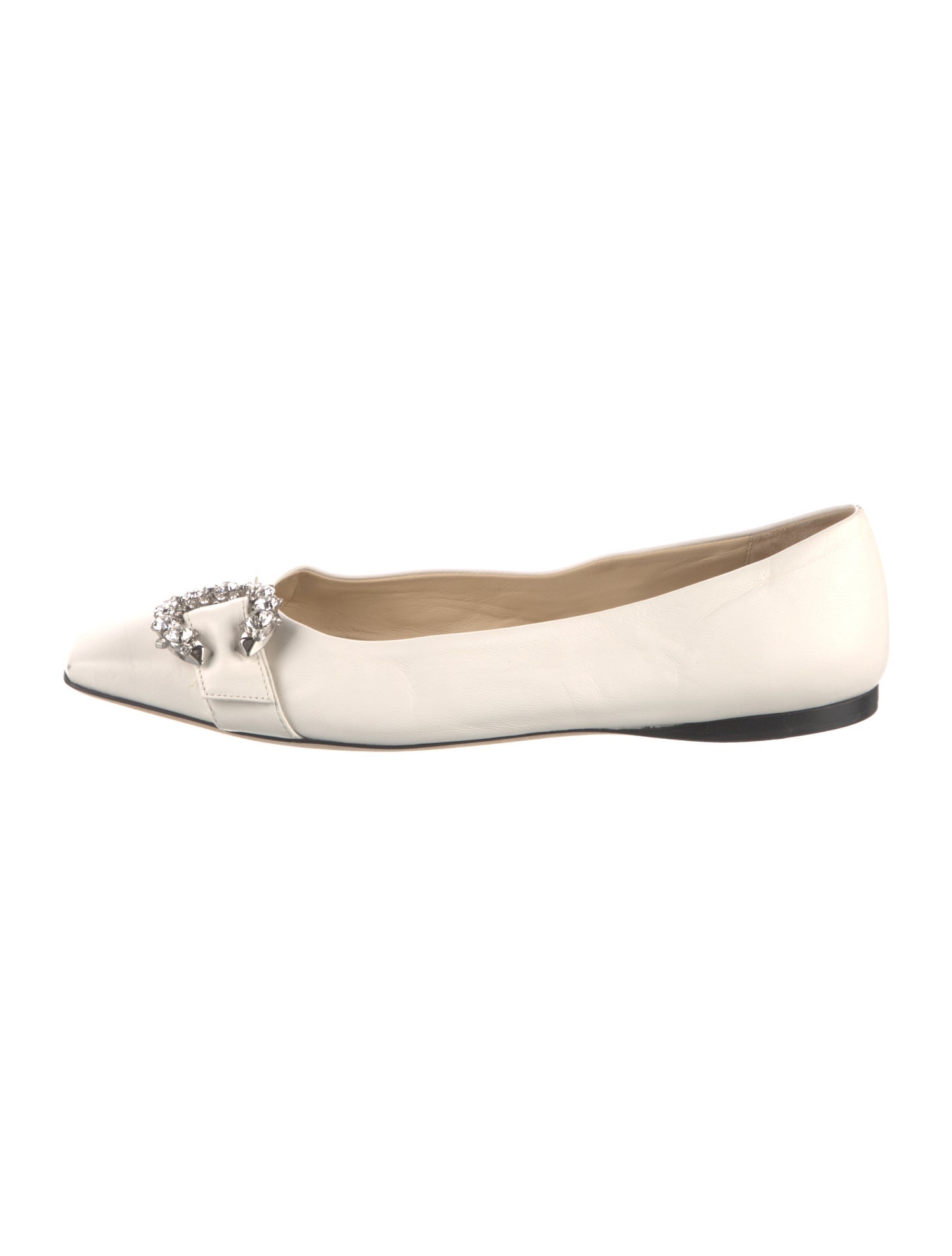Jimmy Choo Leather Crystal Embellishments Ballet Flats